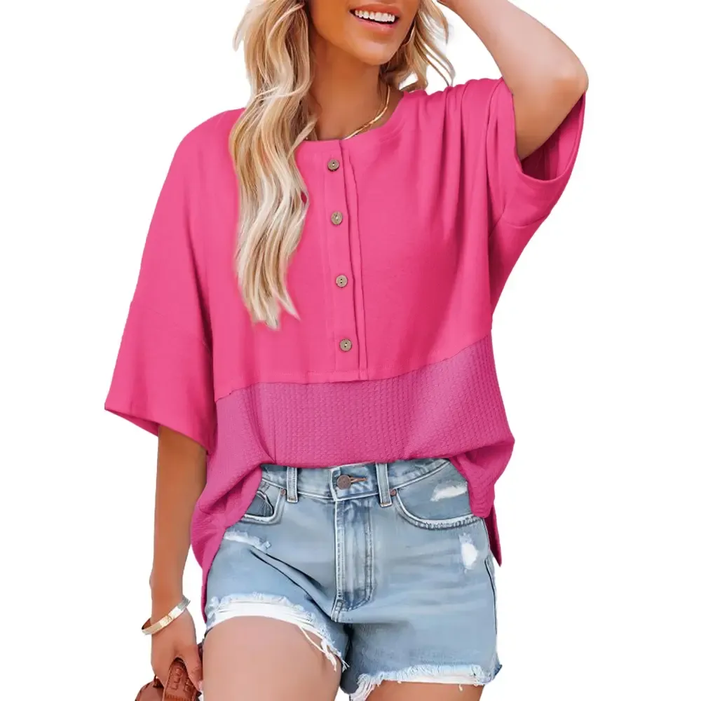 Women's Waffle Knit Button Down Top