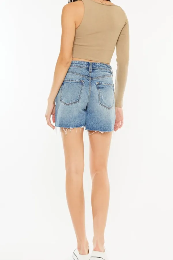 Full Size Raw Hem High Waist Denim Shorts