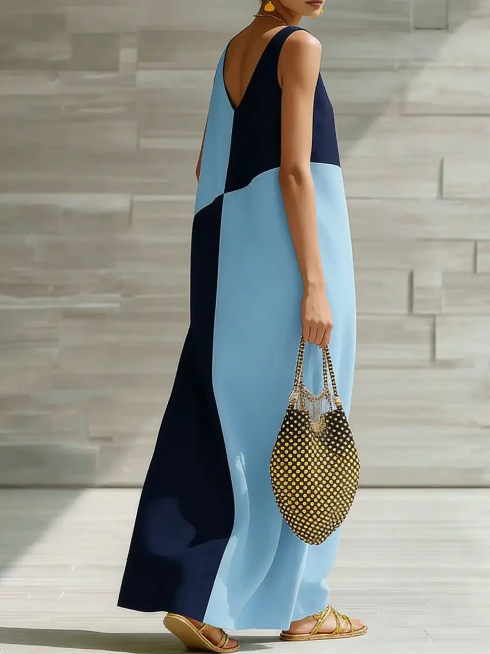 Patchwork Sleeveless Maxi Dress
