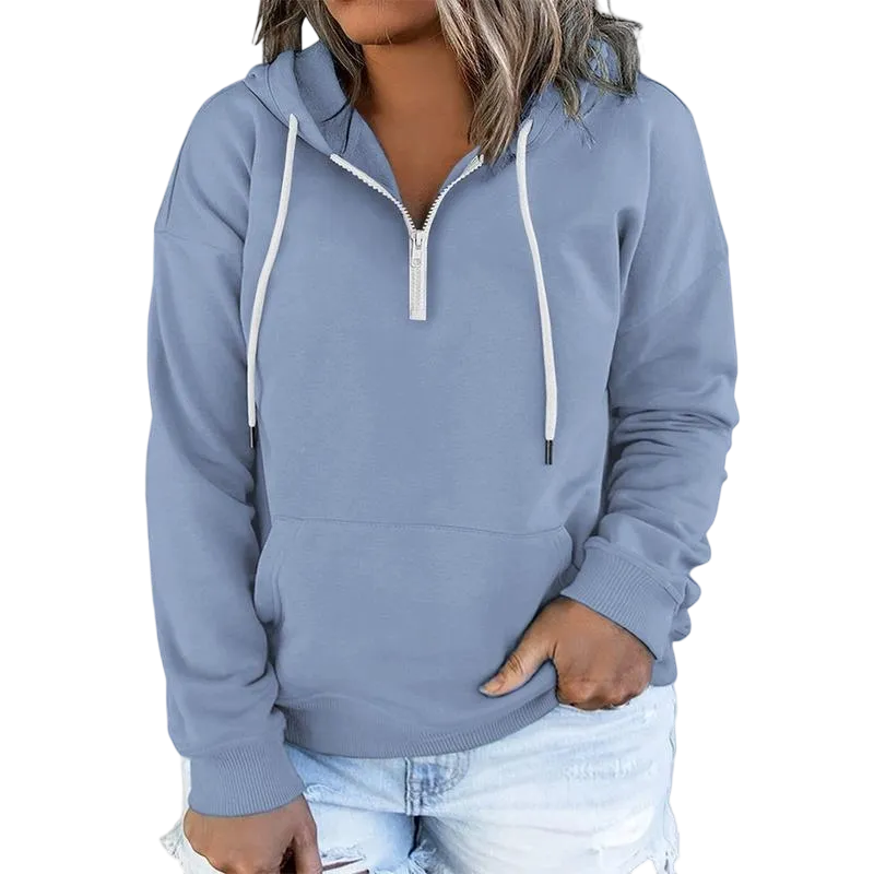 Women's Plus Size Quarter-Zip Hoodie - Lightweight Pullover with Pocket (1X-4X)