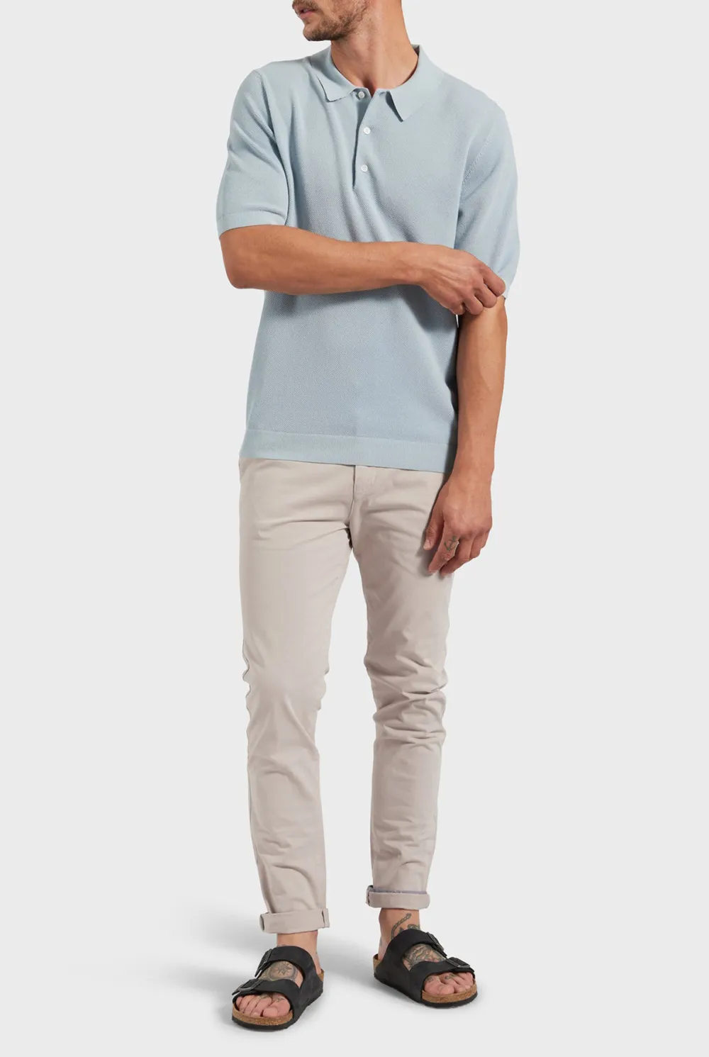 Polo Neck Textured Tee