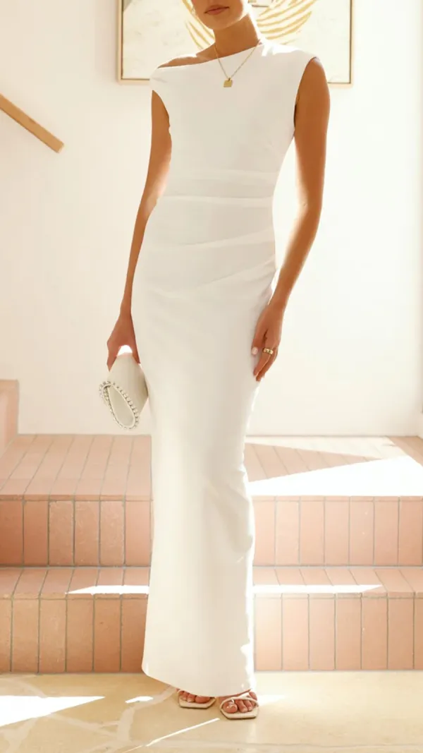 High Asymmetrical Neckline Dress