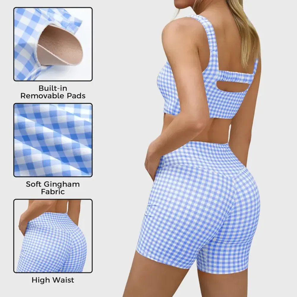 Women's Plaid Two-Piece Athleisure Set