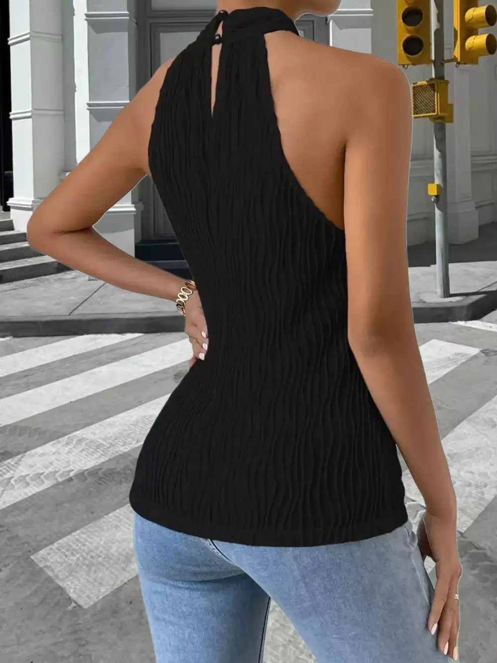 Textured Halter Neck