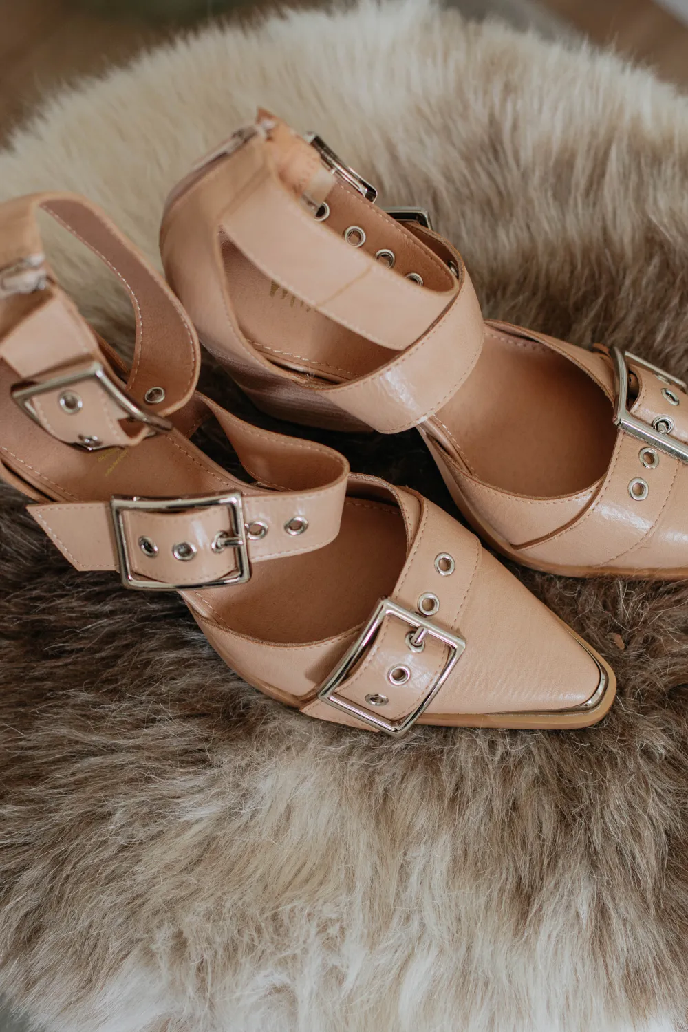Classic Triple Buckle Pointed Toe Heels