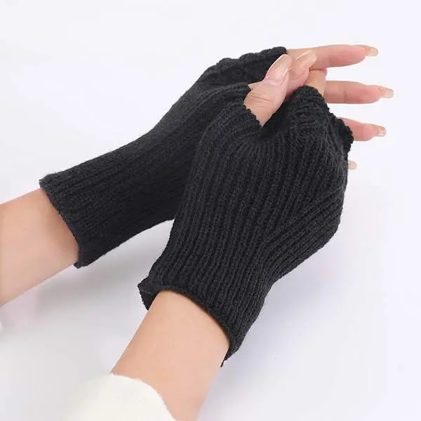 Knitted Warm Half Finger Mitts 11295498C