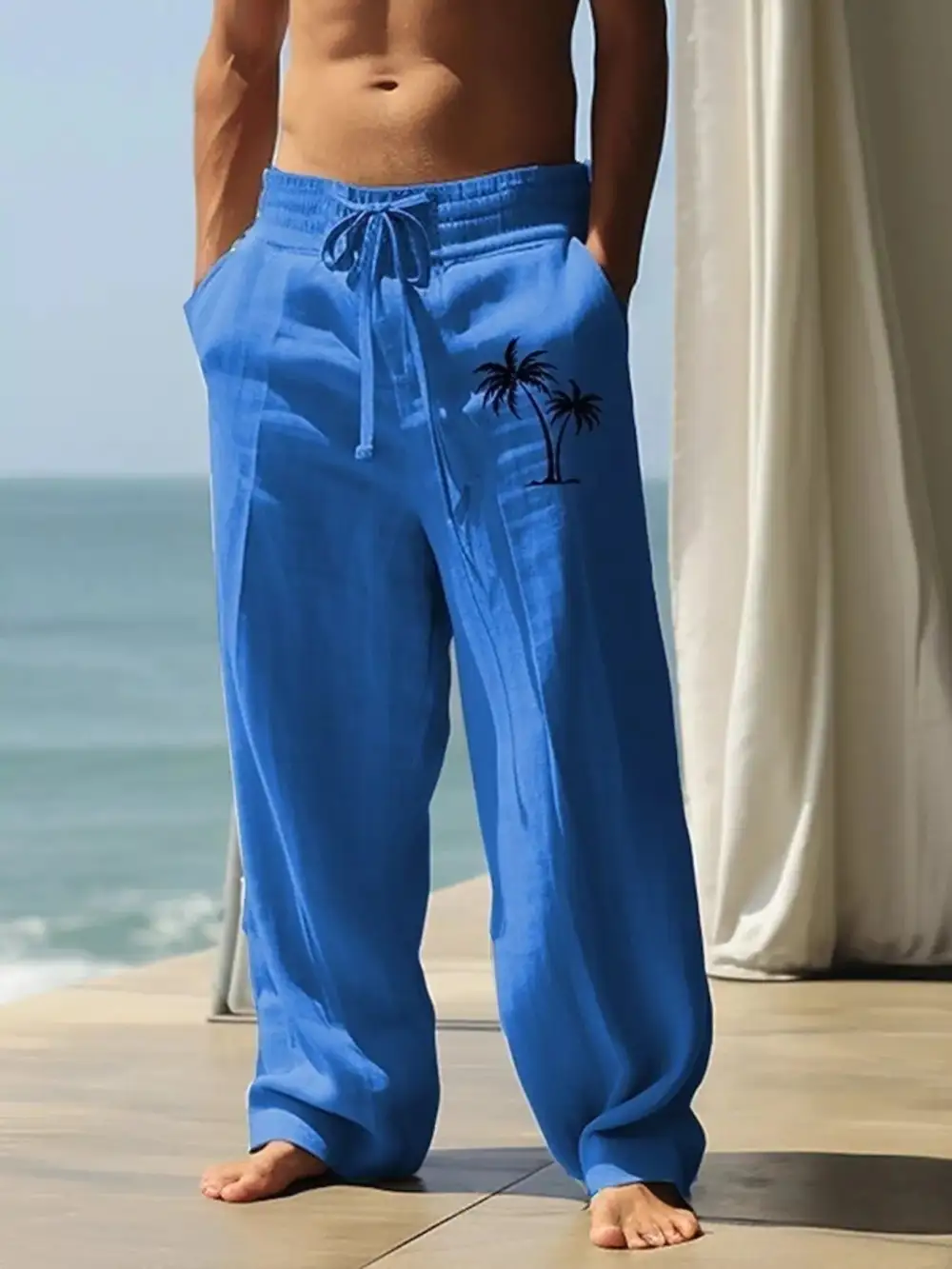 Men's Full Size Palm Tree Wide Leg Pants