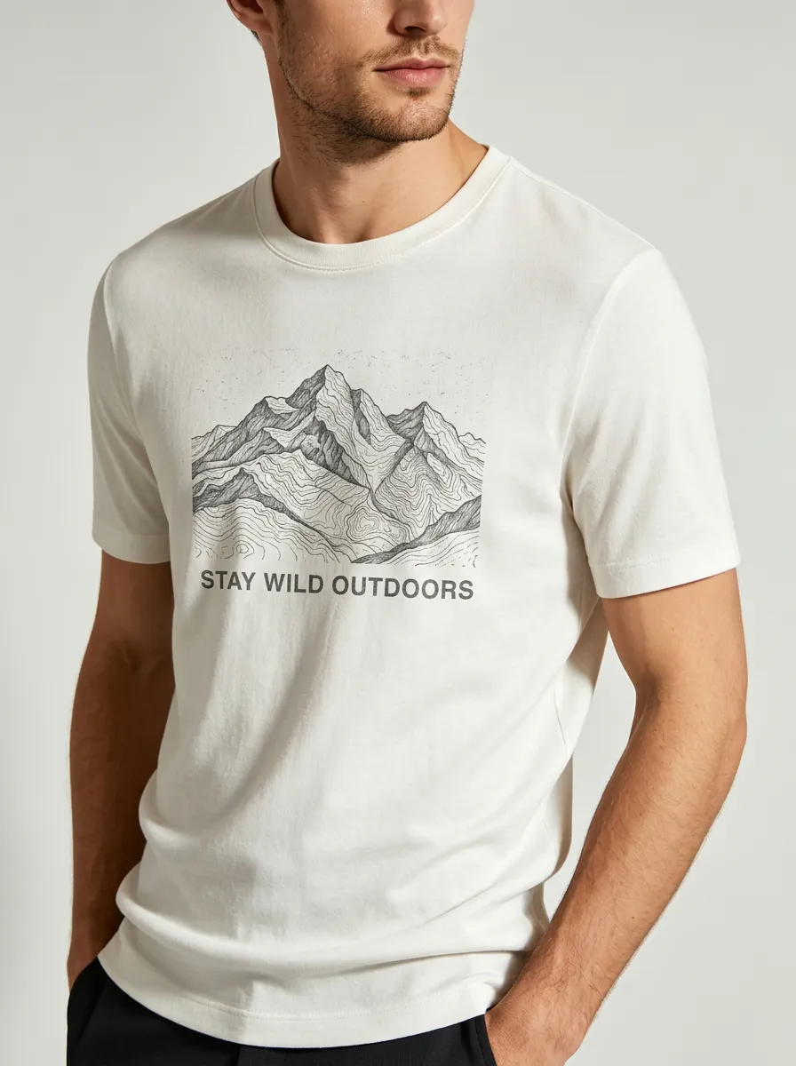 Men's Outdoor Adventure Mountain Stay Wild Printed T-shirt