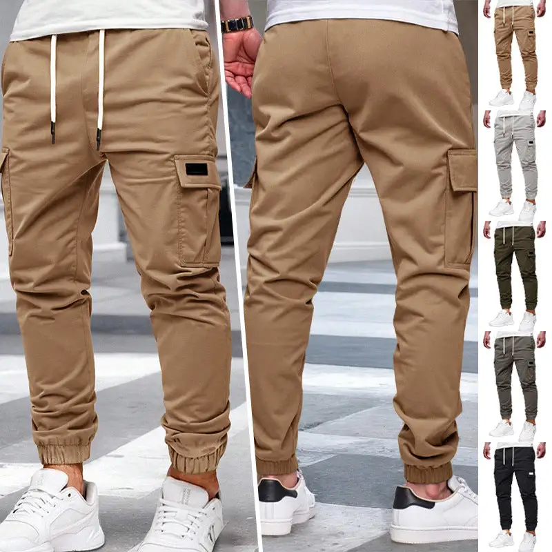 Men's  Tapered Cargo Pants Pockets Waist Leg