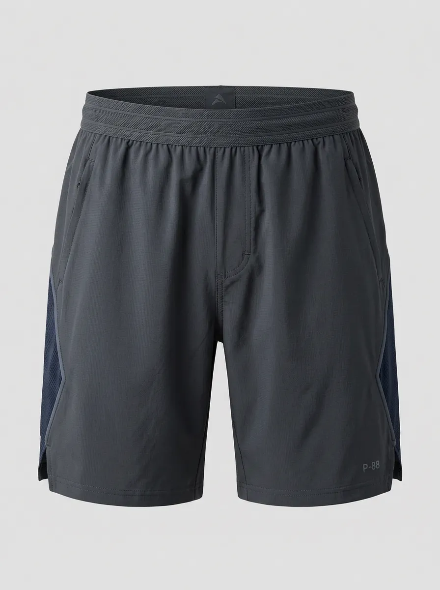 Men's Athletic Breathable Mesh Panel P-88 Printed Shorts