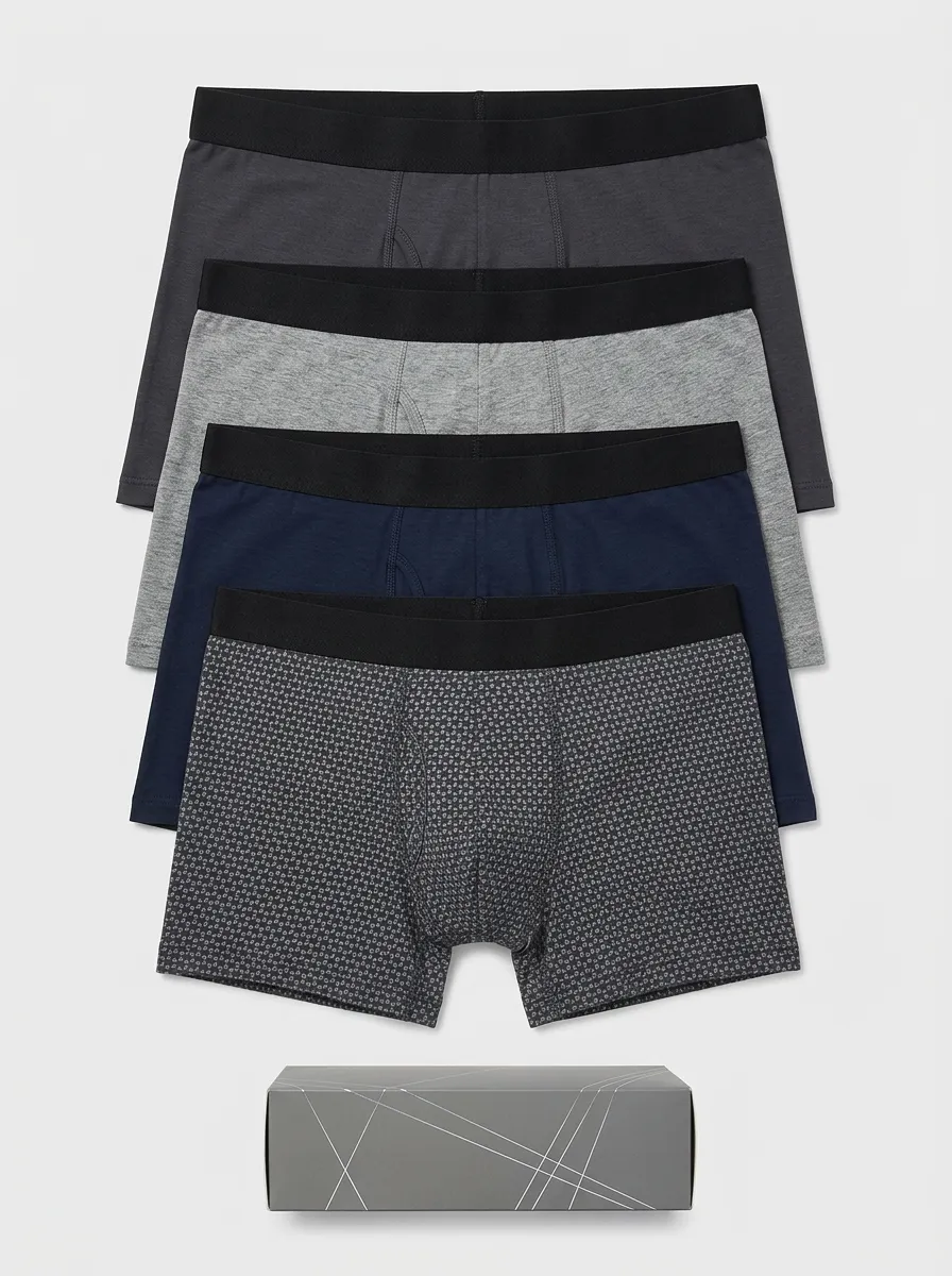 Signature Geometric Collection Men' Four Pack Boxer Briefs