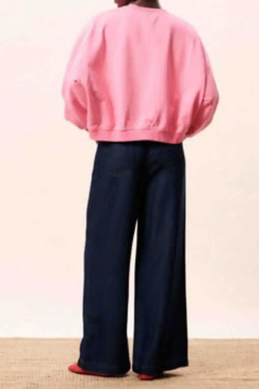 Embroidered Crew Neck Relaxed Sweatshirt