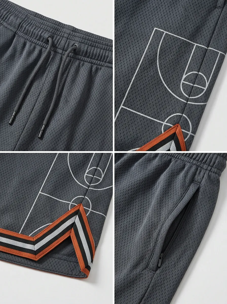 Sporty Mesh Detail Activewear Men's Basketball Shorts
