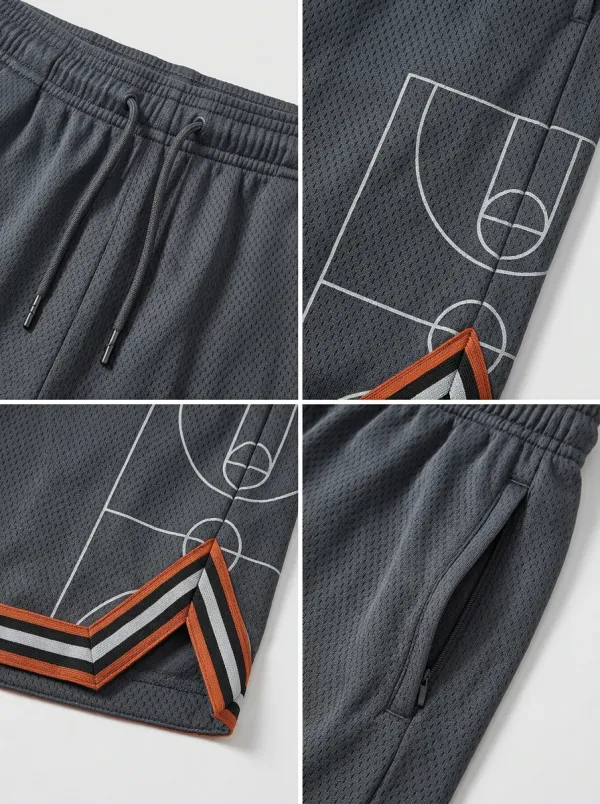 Sporty Mesh Detail Activewear Men's Basketball Shorts