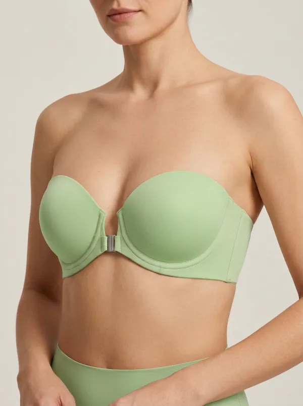 Women's Structured-Cup Secure-Fit Front-Closure Strapless Bra