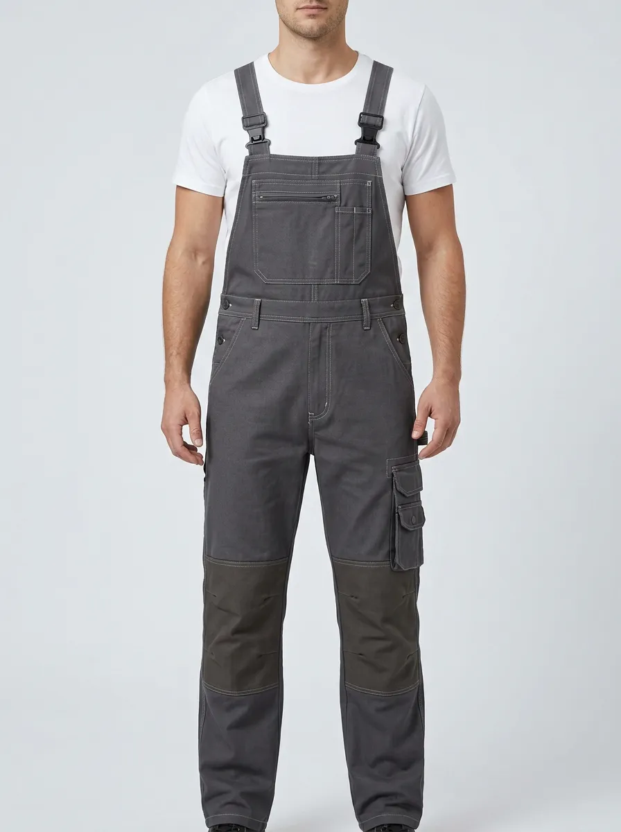 Men's Performance Inspired Multi-Pocket Cargo Bib Work Overalls