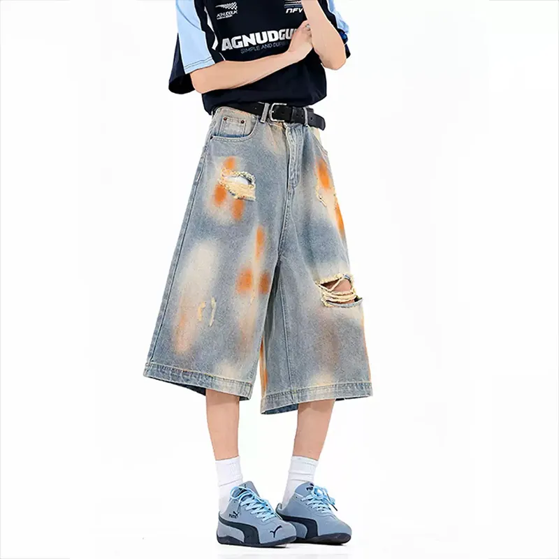 Streetwear Wide Leg Denim Shorts