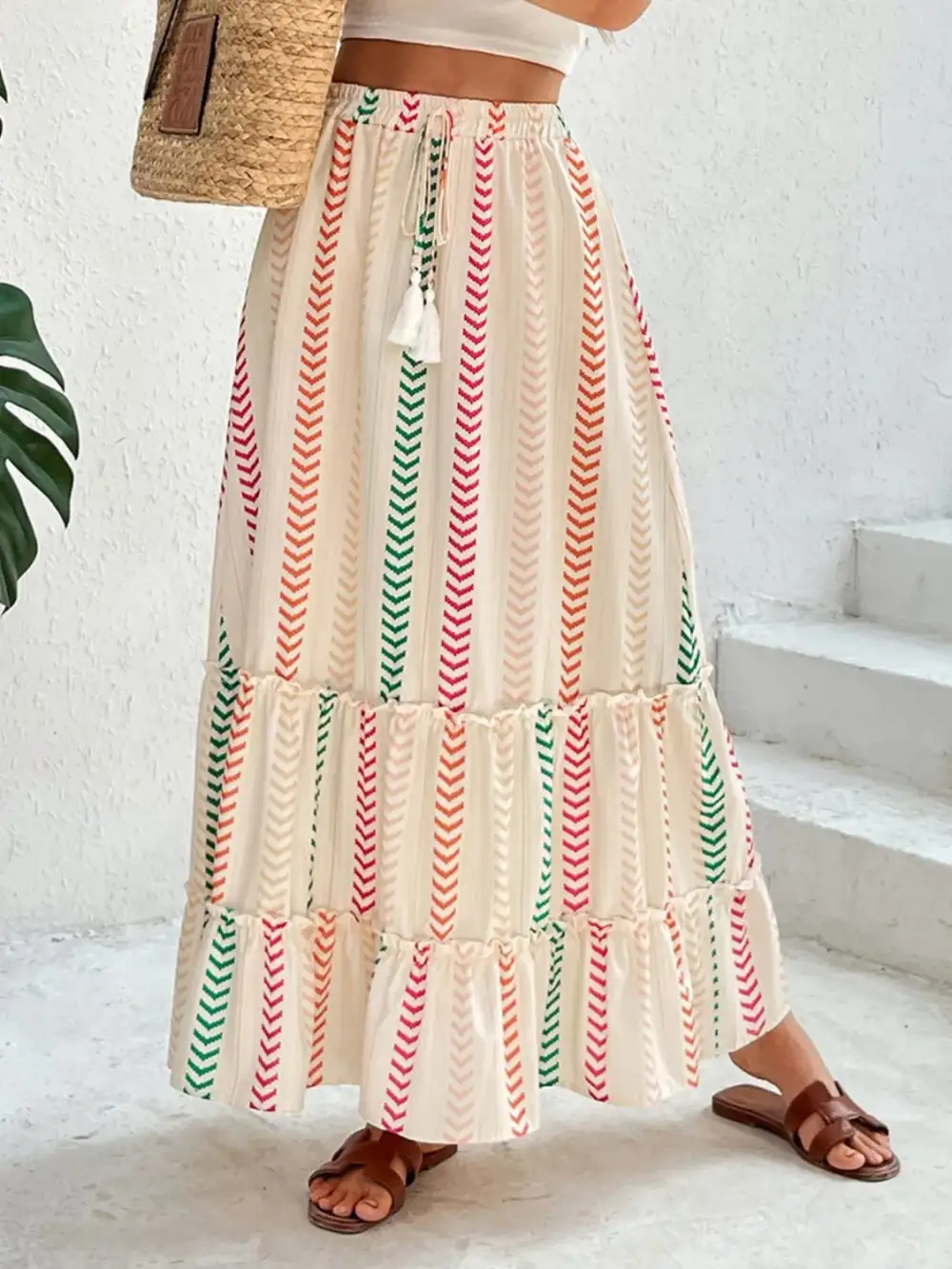 Refined Printed Frill Skirt