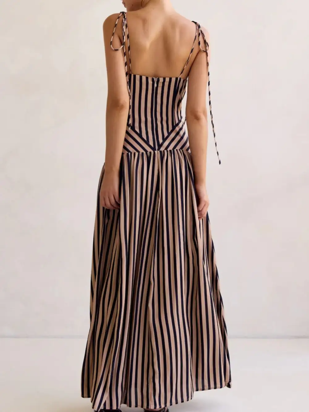 Comfort Fit Striped V Neck Maxi Dress