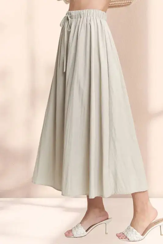 Loose Drawstring Crinkle Skirt