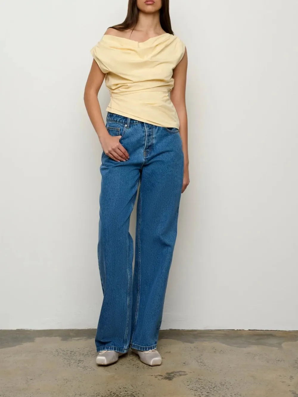 Casual Style One Shoulder Top Yellow