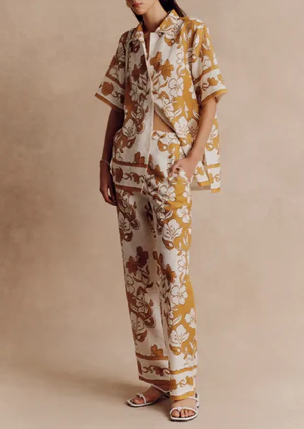 FLORAL PRINTED WIDE LEG PANTS