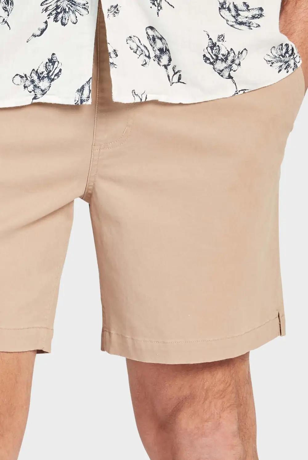 Beige Linen Drawstring Shorts