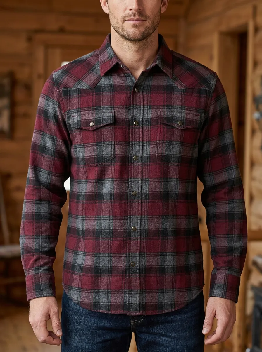 Men's Active Plaid Printed Flannel Shirt