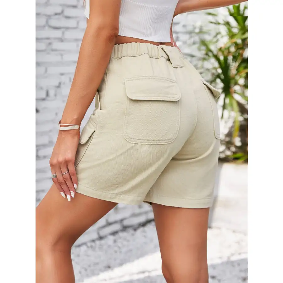 High Waist Washed Denim Shorts