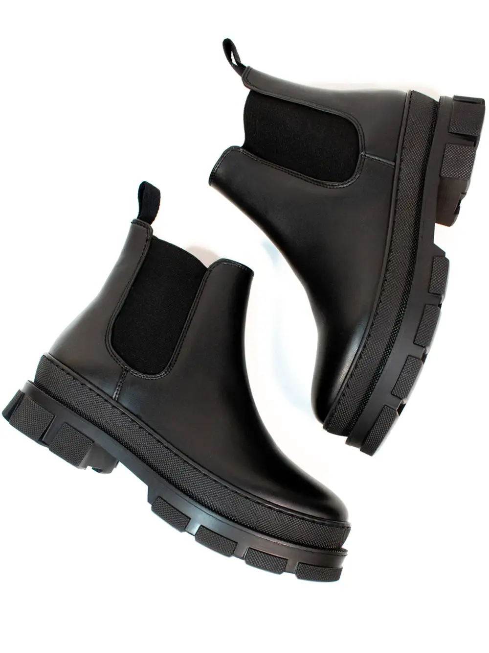 Women's Track Sole Vegan Leather Chelsea Boots