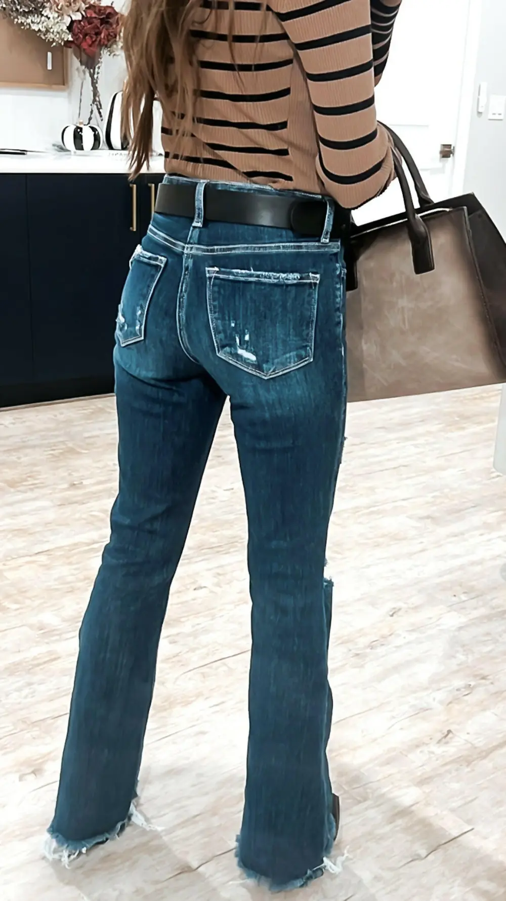 High Rise Distressed Flare Jeans