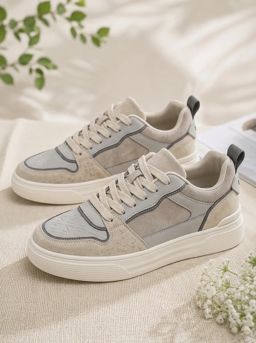 Men's Casual Geometric Patchwork Patterned Skate Shoes