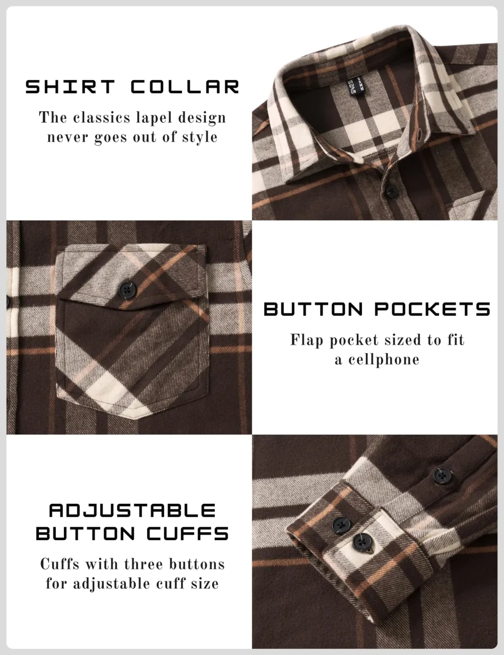 Men's Flannel Shirts Brushed Fleece Flannel Shirts Jacket