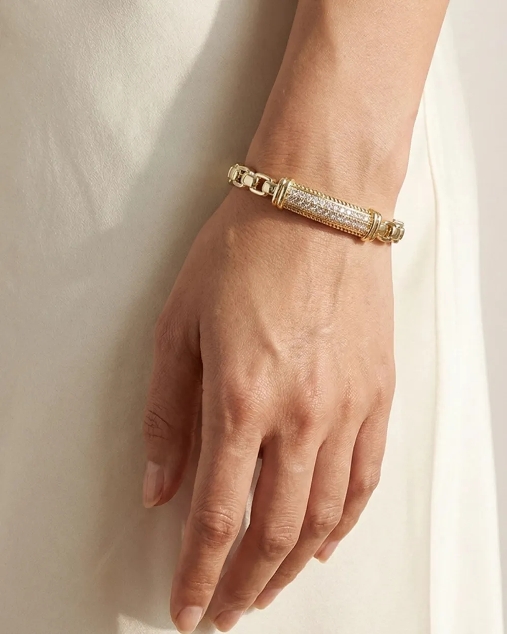 CZ Pave Bar Link Bracelet