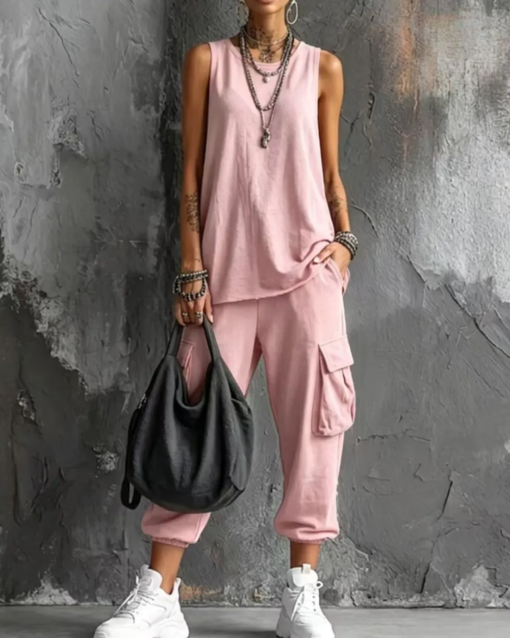 Sleeveless Tank and Cropped Ankle Pants Set