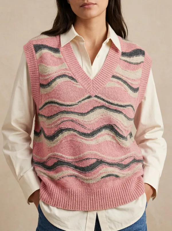 Wavy Striped Sweater Vest
