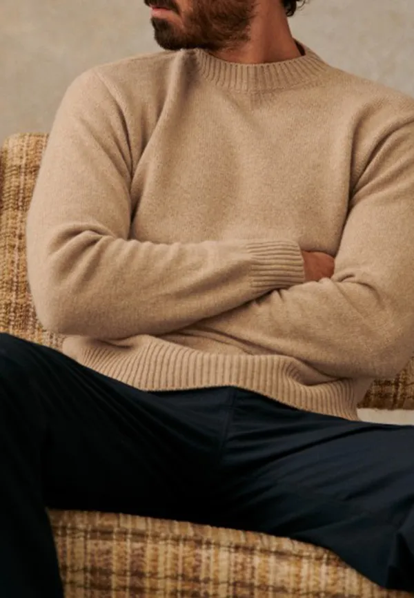 Beige Lightweight Knit Crew Neck Sweater