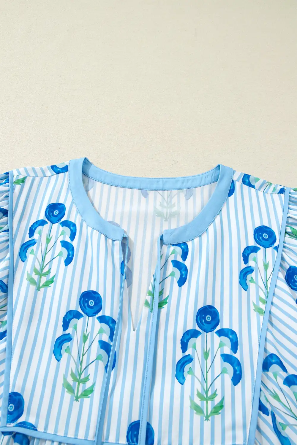 Floral Striped Short Sleeve Dress Casual