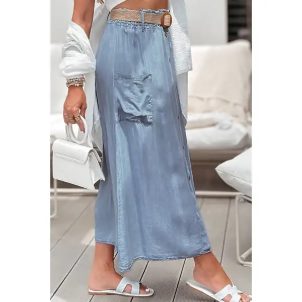 Frill Midi Skirt with Pockets