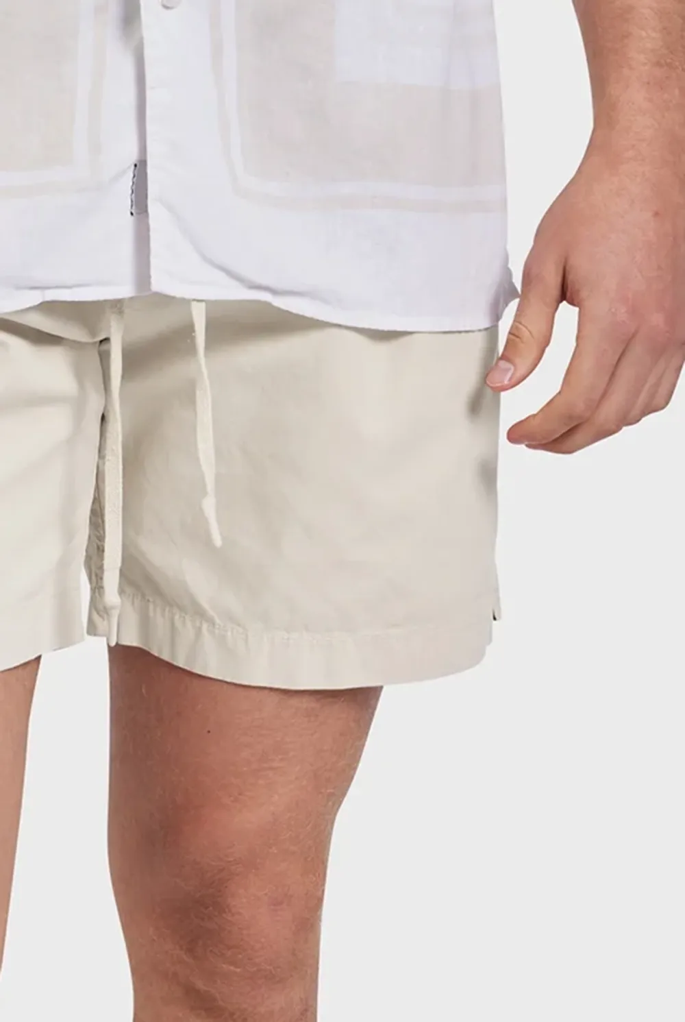 Off White Linen Drawstring Short
