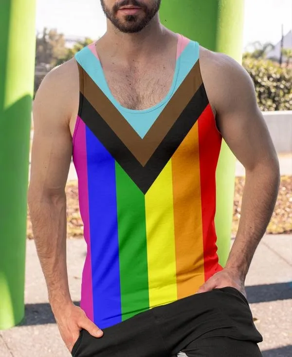 Men's Rainbow All Over Print Sleeveless Vest Tank Top