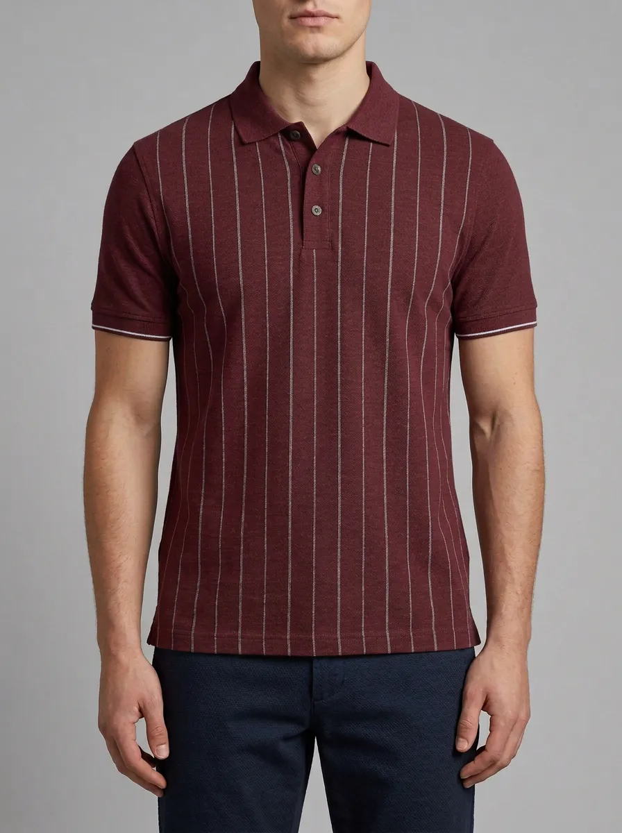 Men's Smart- Gray Vertical Stripe Polo Shirt