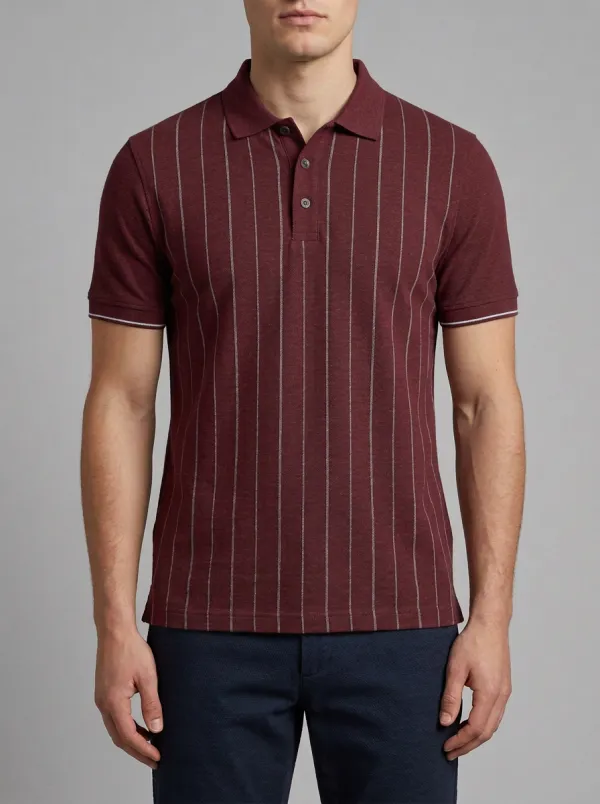 Men's Smart- Gray Vertical Stripe Polo Shirt