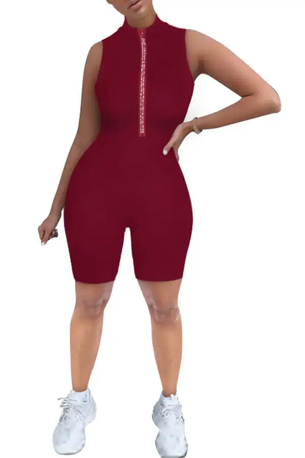 Zip Up Bodycon Romper