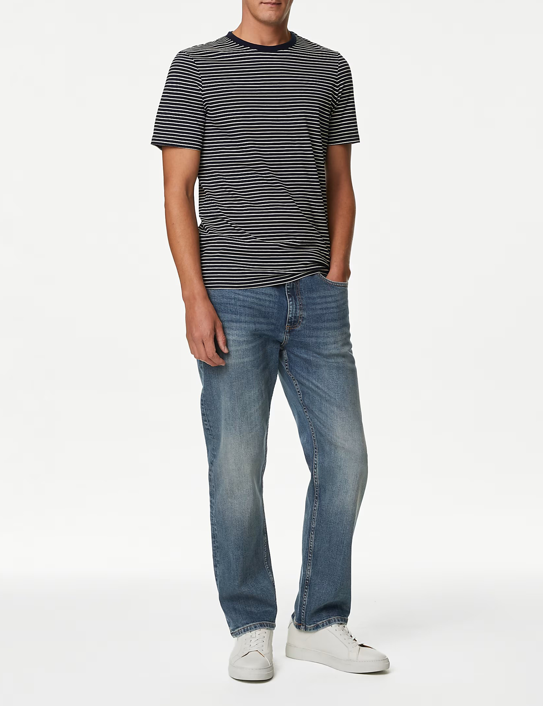 Men's Blue Loose Fit Stretch Denim Jeans