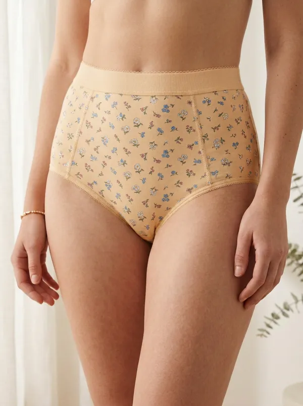 Women's Cottagecore Floral Pattern Printed High-Waisted Panties