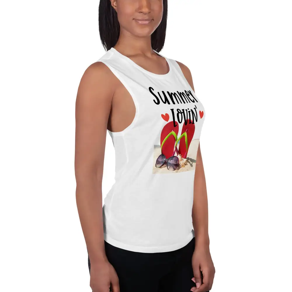 Ladies Muscle Tank Beach Lovin Tank Top