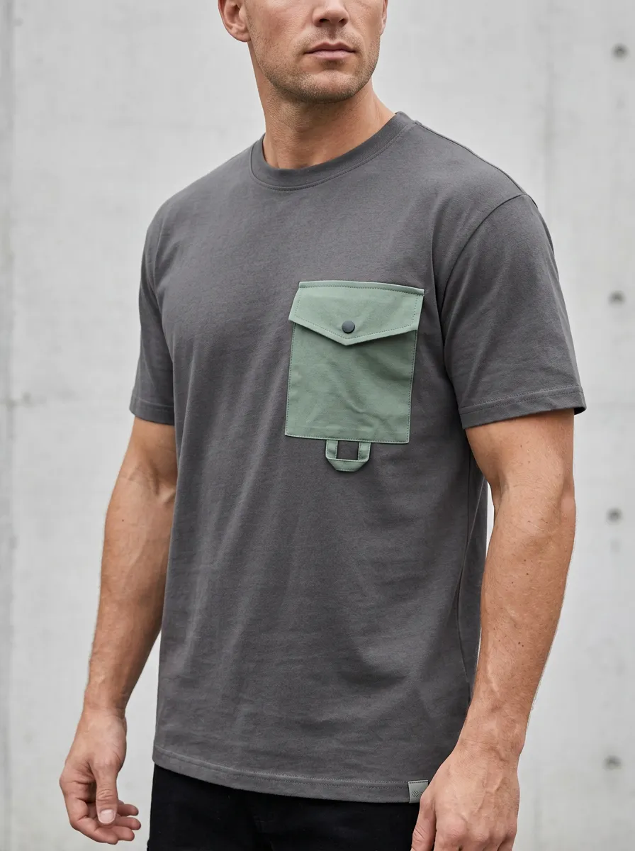 Practical Cargo Pocket Shape Men's Cargo Pocket T-Shirt