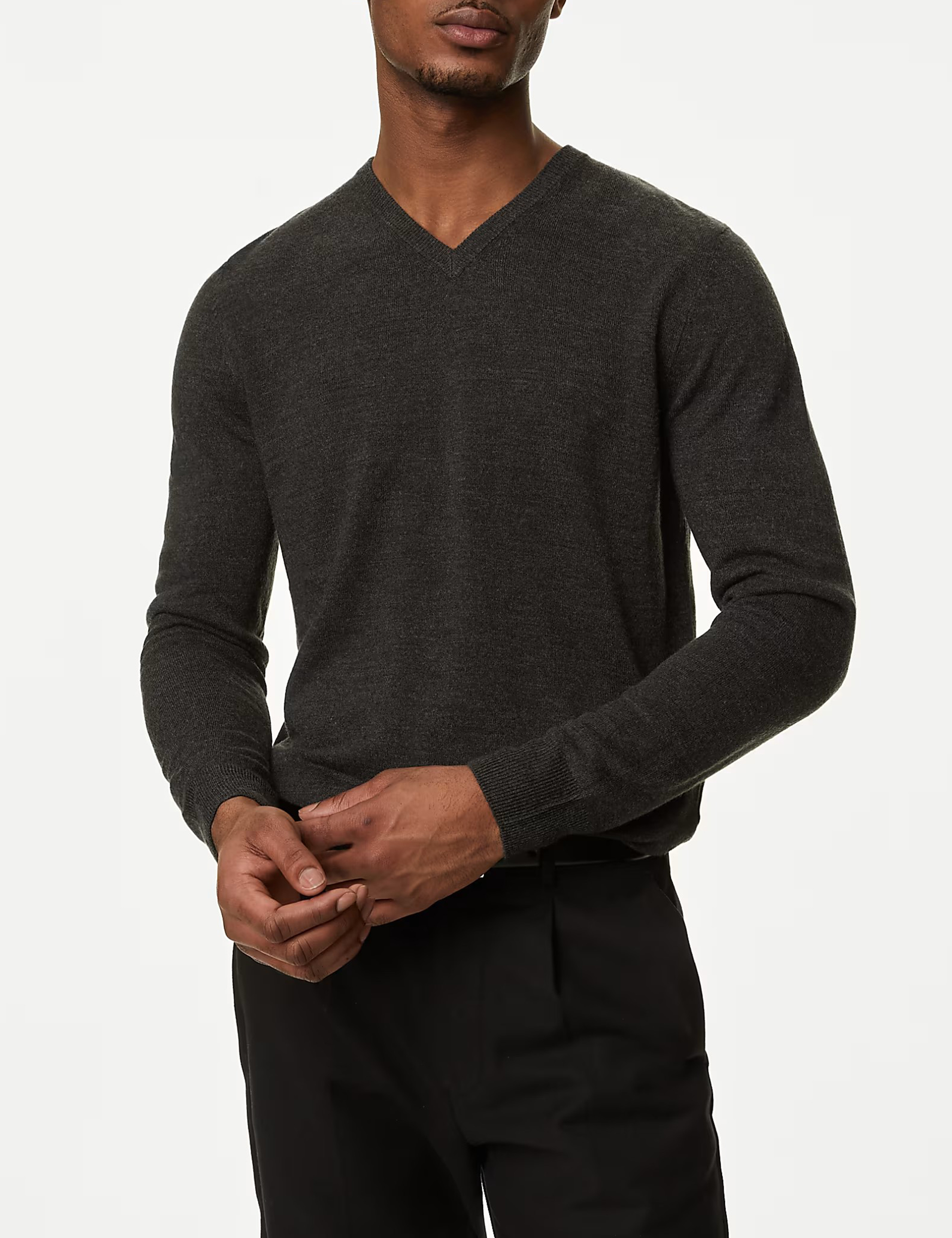 V-neck Long-Sleeved Knitted Sweater