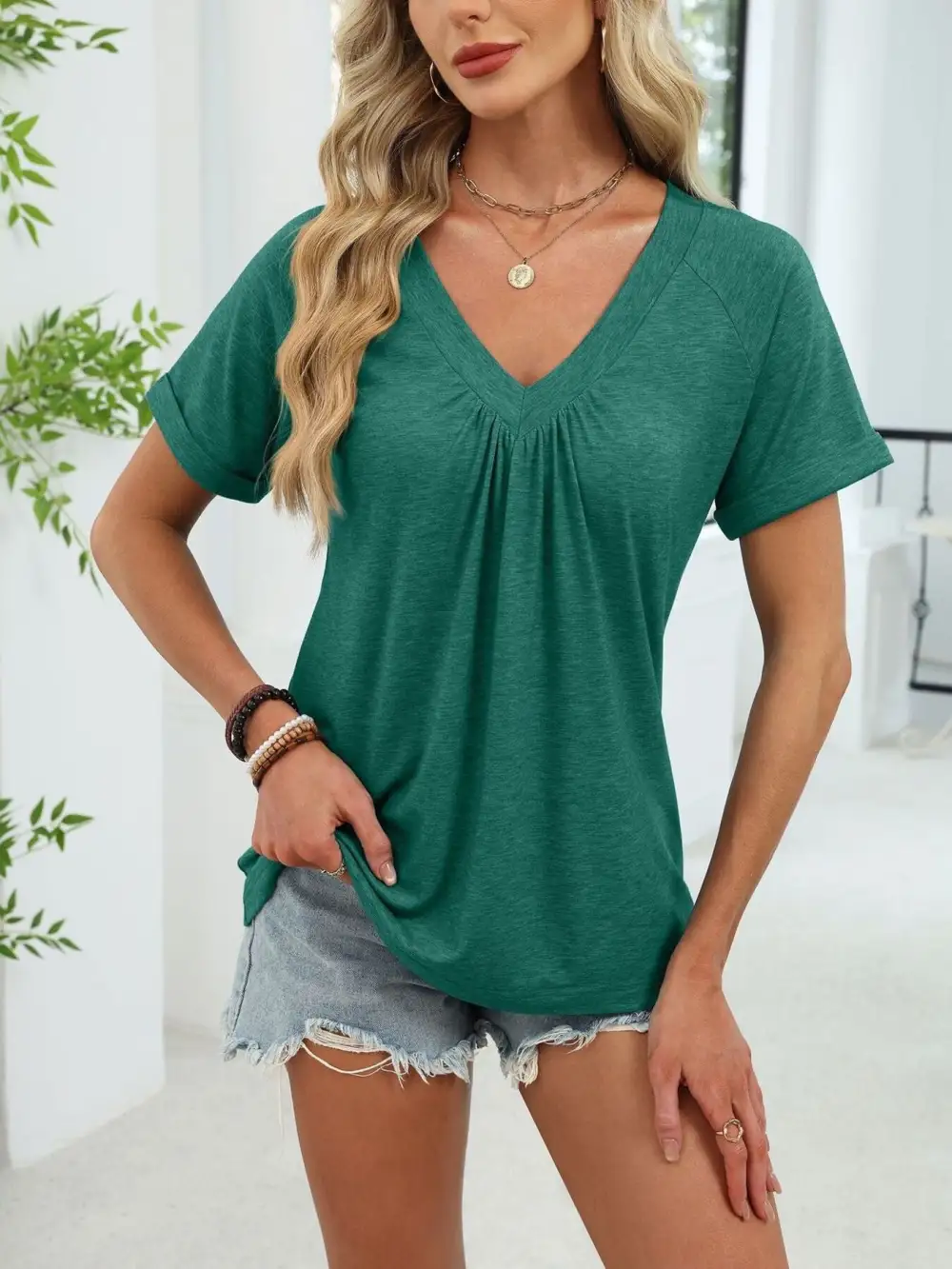 Modern Casual V-Neck Short Sleeve T-Shirt